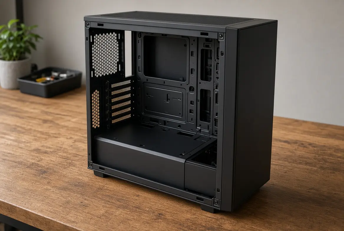 Gabinete de computador aberto e vazio