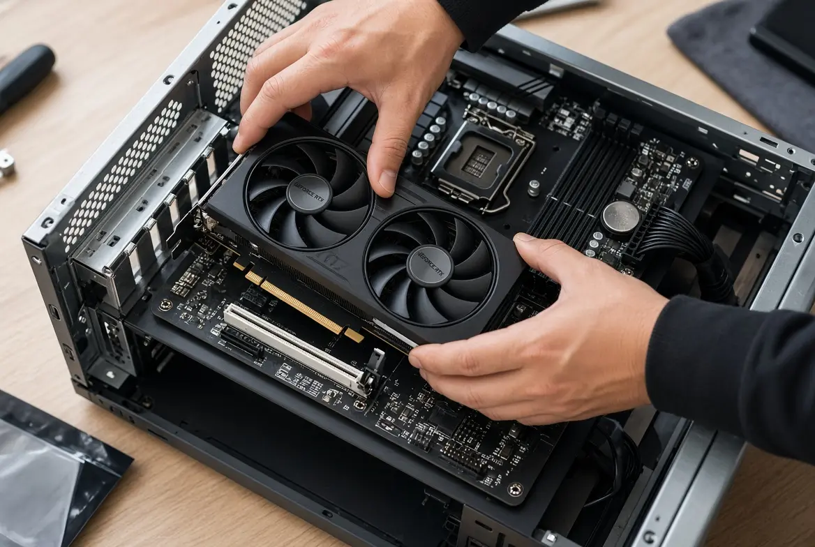 Instalação da placa de vídeo no slot PCIe